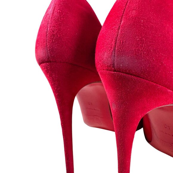 Christian Louboutin Pigalle Follies 100 Red Suede Oeillet Pump Heel Size EU 40 - Picture 6 of 10